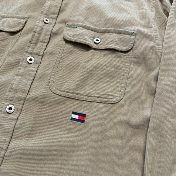 Vintage Tommy Hilfiger Corduroy Denim Collar Buttonup Shirt Mens Small Tan - Picture 4 of 11